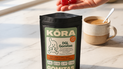 Gomitas con DGL sobre una mesa