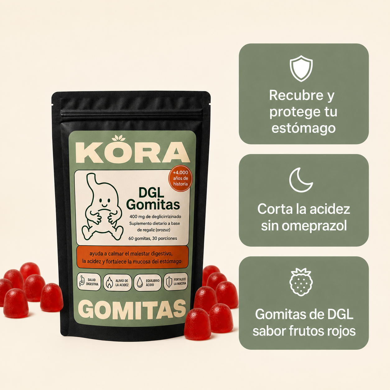 KORA gomitas para la acidez