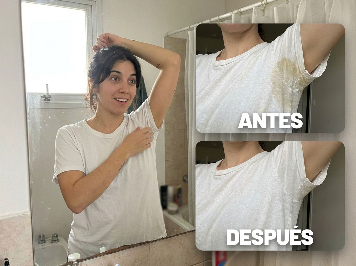 Antes y después del olor y las manchas en la ropa